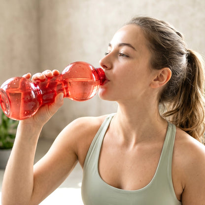 Plastic Dumbbell Shaped Water Bottle 550 ML for Fitness and Daily Hydration